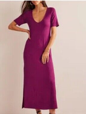 Boden Deep V Fuchsia Maxi Dress